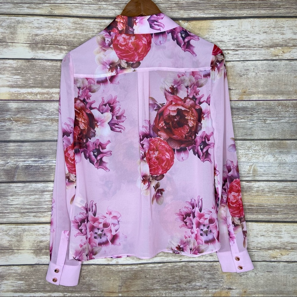 Ted Baker Floral Print Button-Down Blouse - Pink - Picture 4 of 9